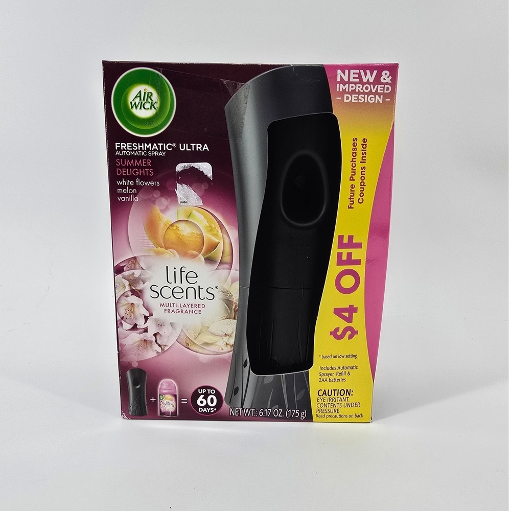 Air Wick Freshmatic Ultra Automatic Spray Starter Kit Summer Delights Black NEW